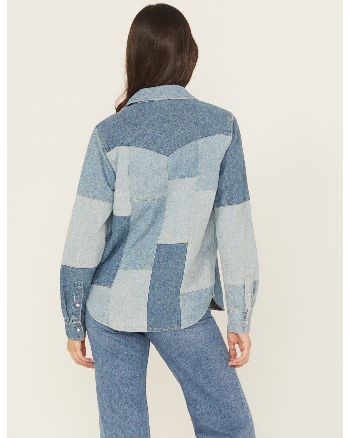 Image #4 - Levi's Women's Patchwork Long Sleeve Snap Denim Shirt, Multi, hi-res