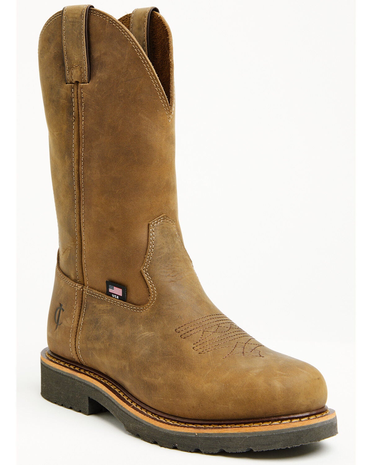 Cody James Men's Pull-On Work Boots - Soft Toe, Brown, hi-res