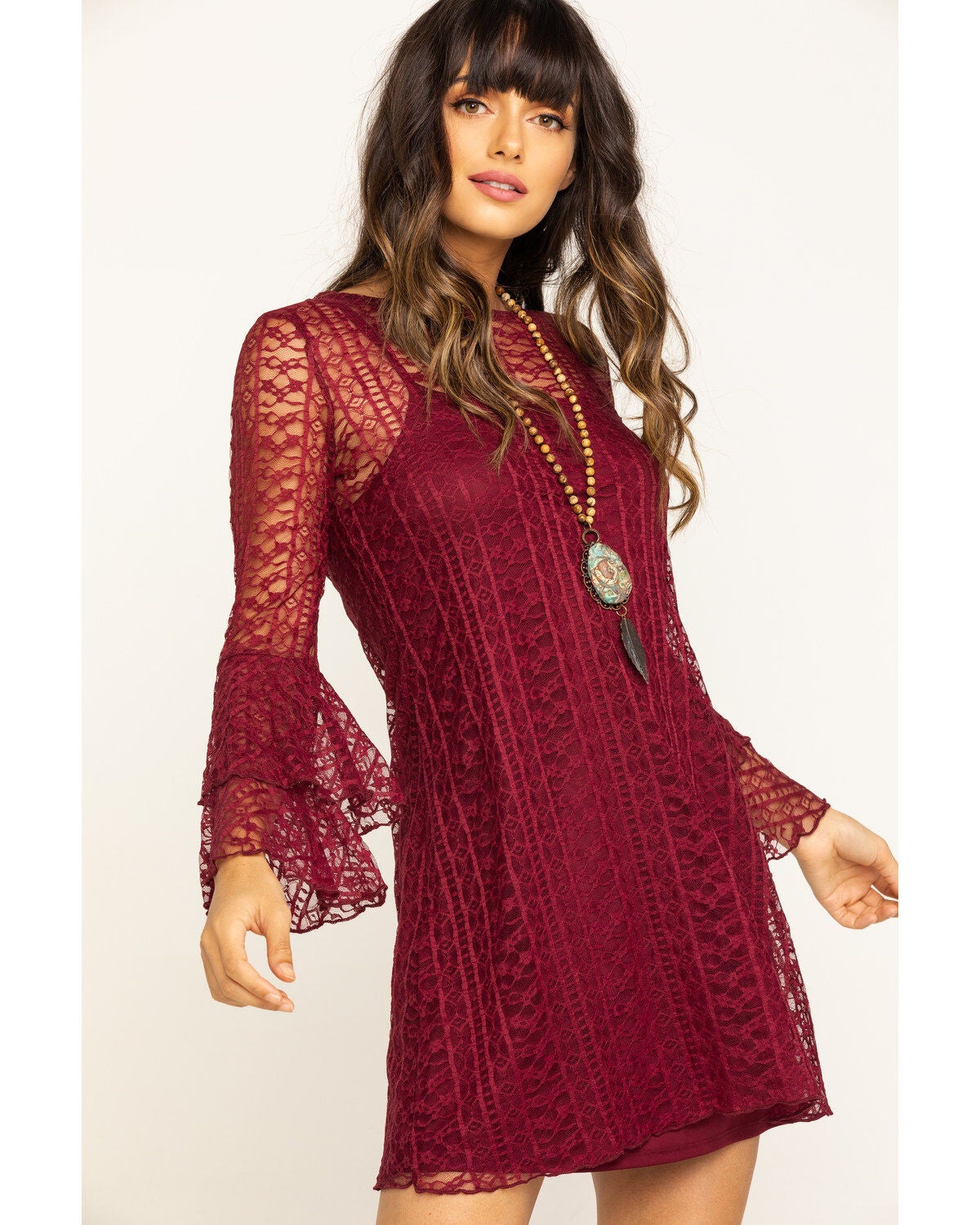 Wrangler Women's Burgundy Ruffle Sleeve 