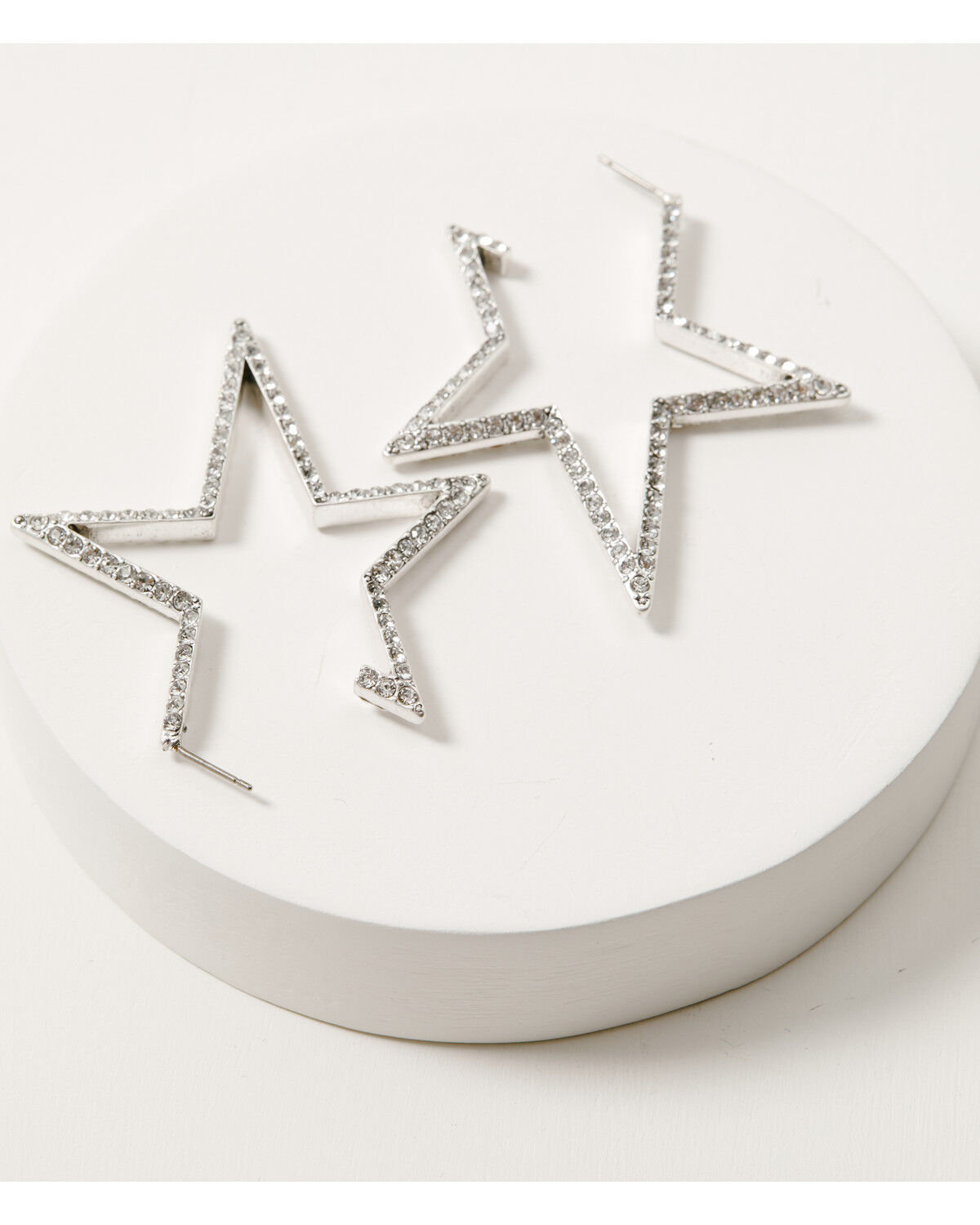 Image #1 - Lainey Wilson Women's Bell Bottom Charm Star Hoop Earrings, Silver, hi-res