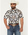 Image #1 - Rock & Roll Denim Men's Dale Brisby Southwestern Print Short Sleeve Snap Stretch Western Shirt, Grey, hi-res