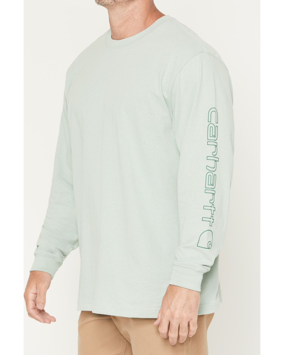 Image #3 - Carhartt Men's Loose Fit Heavyweight Long Sleeve Logo Graphic Work T-Shirt, Sage, hi-res