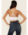 Fornia Women's Caged Back High Neck Crochet Bralette Tank Top, White, hi-res