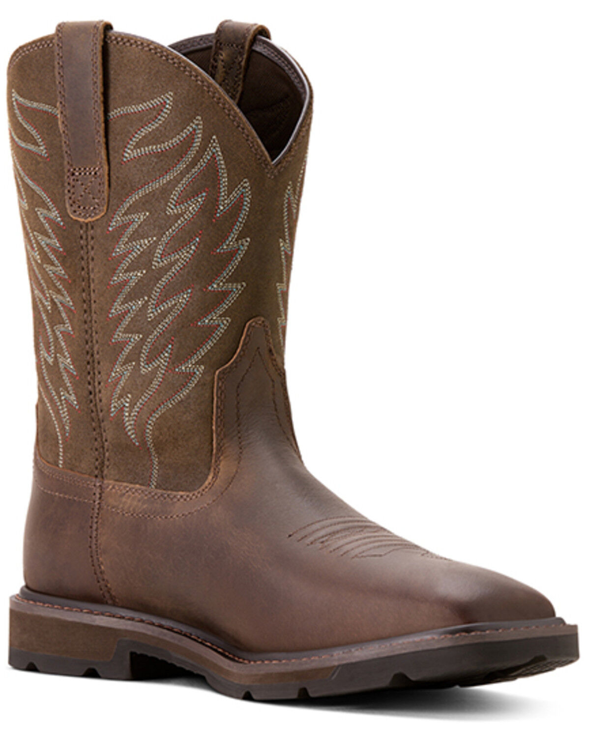 Ariat Men's Groundbreaker Square Toe Western Work Boots, Brown, hi-res