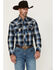 Image #1 - Wrangler Retro Men's Plaid Print Long Sleeve Snap Western Shirt, Black, hi-res