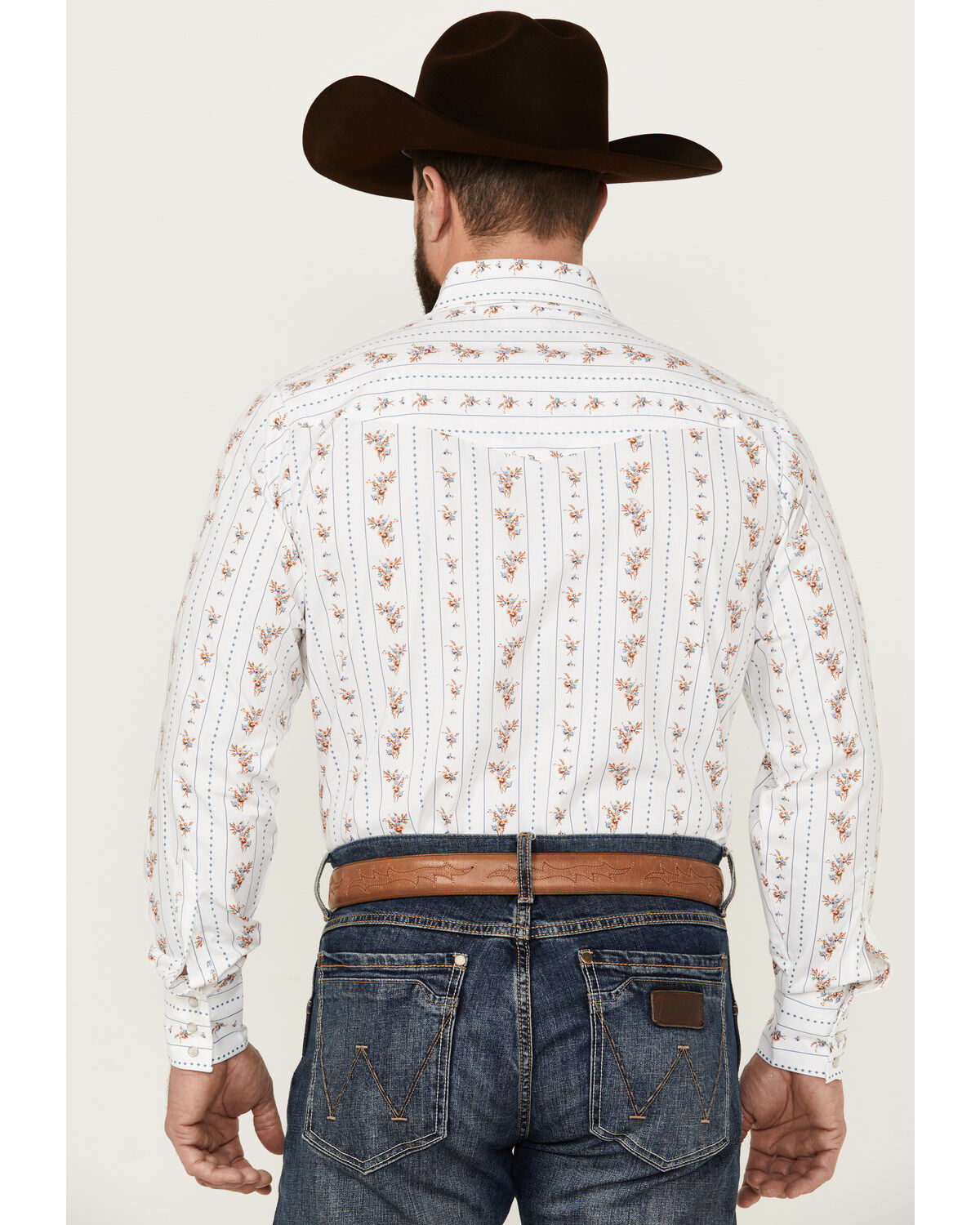 Image #4 - Ely Walker Men's Floral Striped Long Sleeve Pearl Snap Western Shirt, White, hi-res