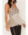Shyanne Women's Beaded Fringe Halter Top, Pewter, hi-res