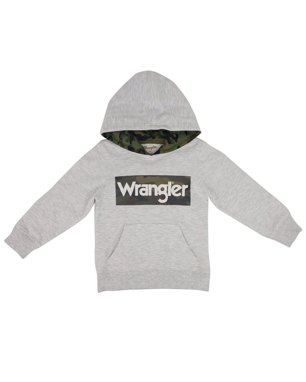Image #1 - Wrangler Toddler Boys' Logo Graphic Hooded Sweatshirt, Heather Grey, hi-res