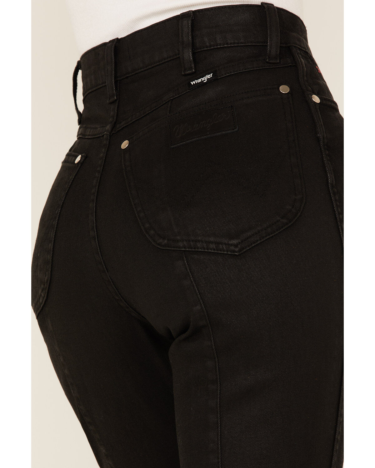 Image #4 - Wrangler X Fender Women's Wrock Cropped Flare Jeans, Black, hi-res