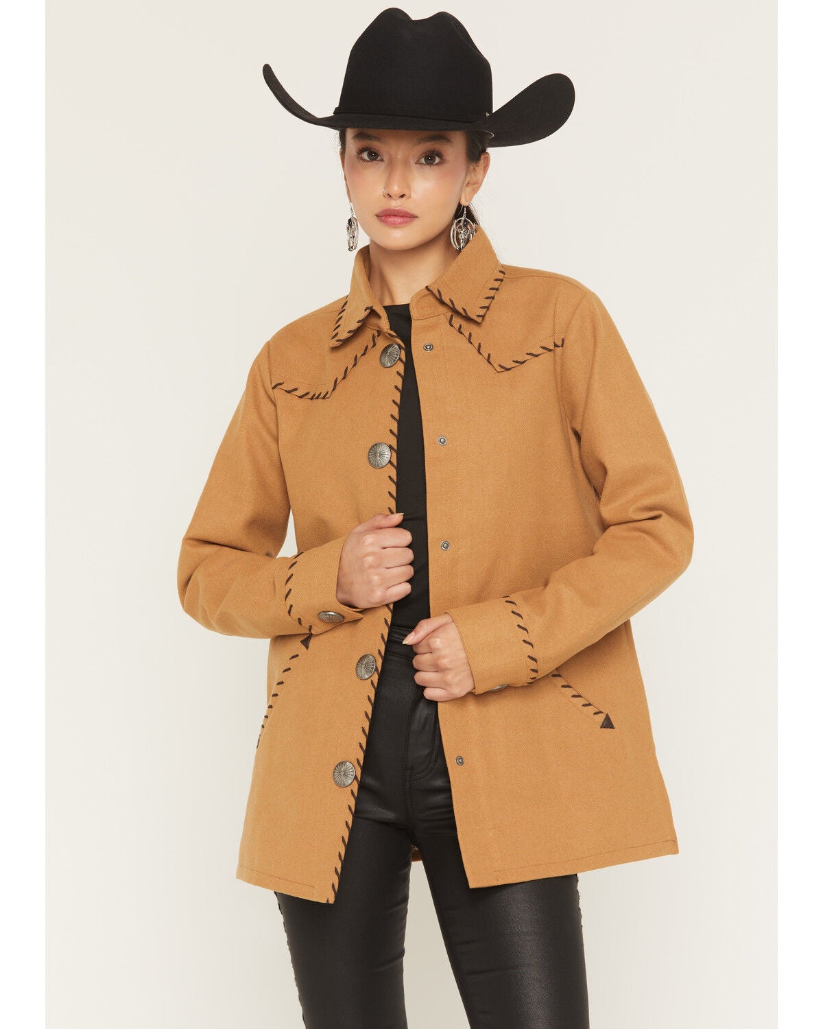 Cruel Girl Women's Shacket, Brown, hi-res