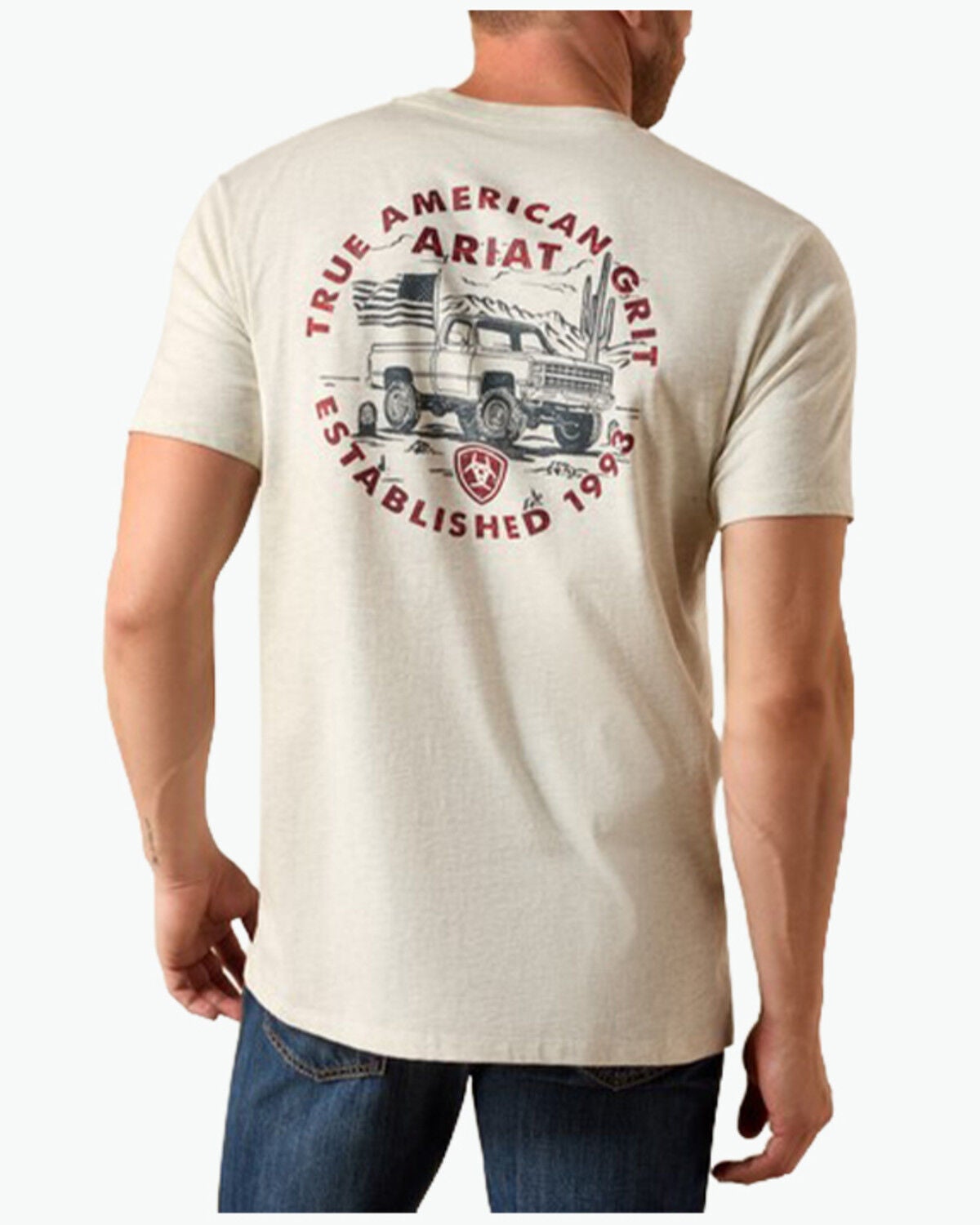 Ariat Men's Trucker Freedom Flag Short Sleeve Graphic T-Shirt, Grey, hi-res