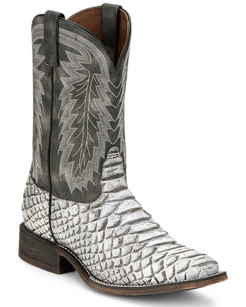 Nocona Men's Mescalero Rugged Snake Print Western Boots - Broad Square Toe, White, hi-res