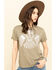 Image #1 - White Crow Women's Olive Flocked Thunderbird Rolled Cuff Tee, , hi-res