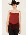 Image #1 - Rock & Roll Denim Women's Medallion Print Lurex Fringe Tank, Red, hi-res
