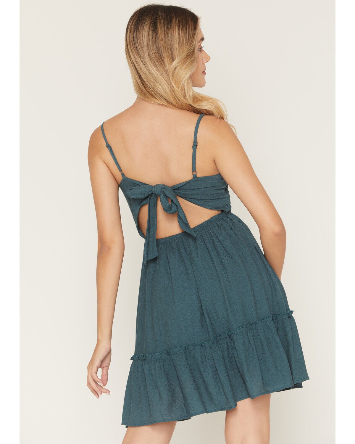 Image #6 - Shyanne Women's Kaylynn Crochet Front Mini Dress, Teal, hi-res