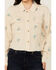 Image #3 - Mystree Women's Floral Embroidered Long Sleeve Button-Down Shirt, Cream, hi-res