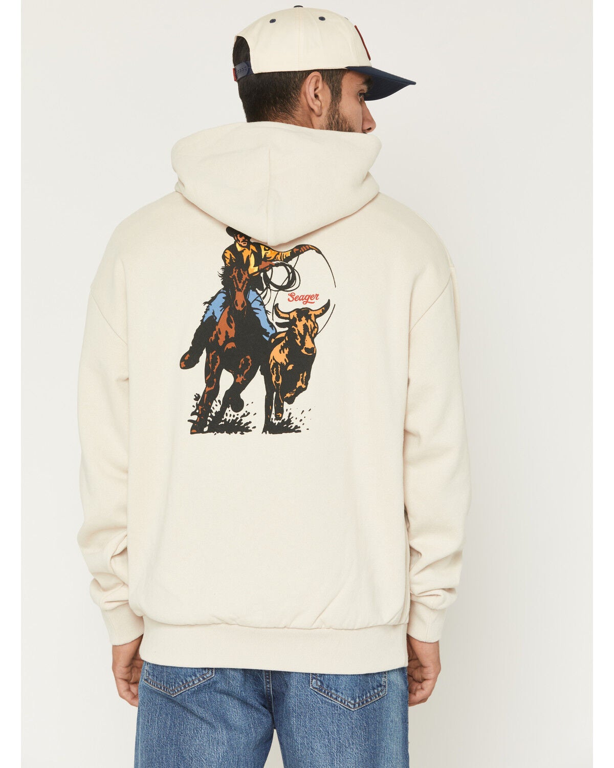 Seager Men's Rodeo Series Graphic Hooded Sweatshirt, Ivory, hi-res