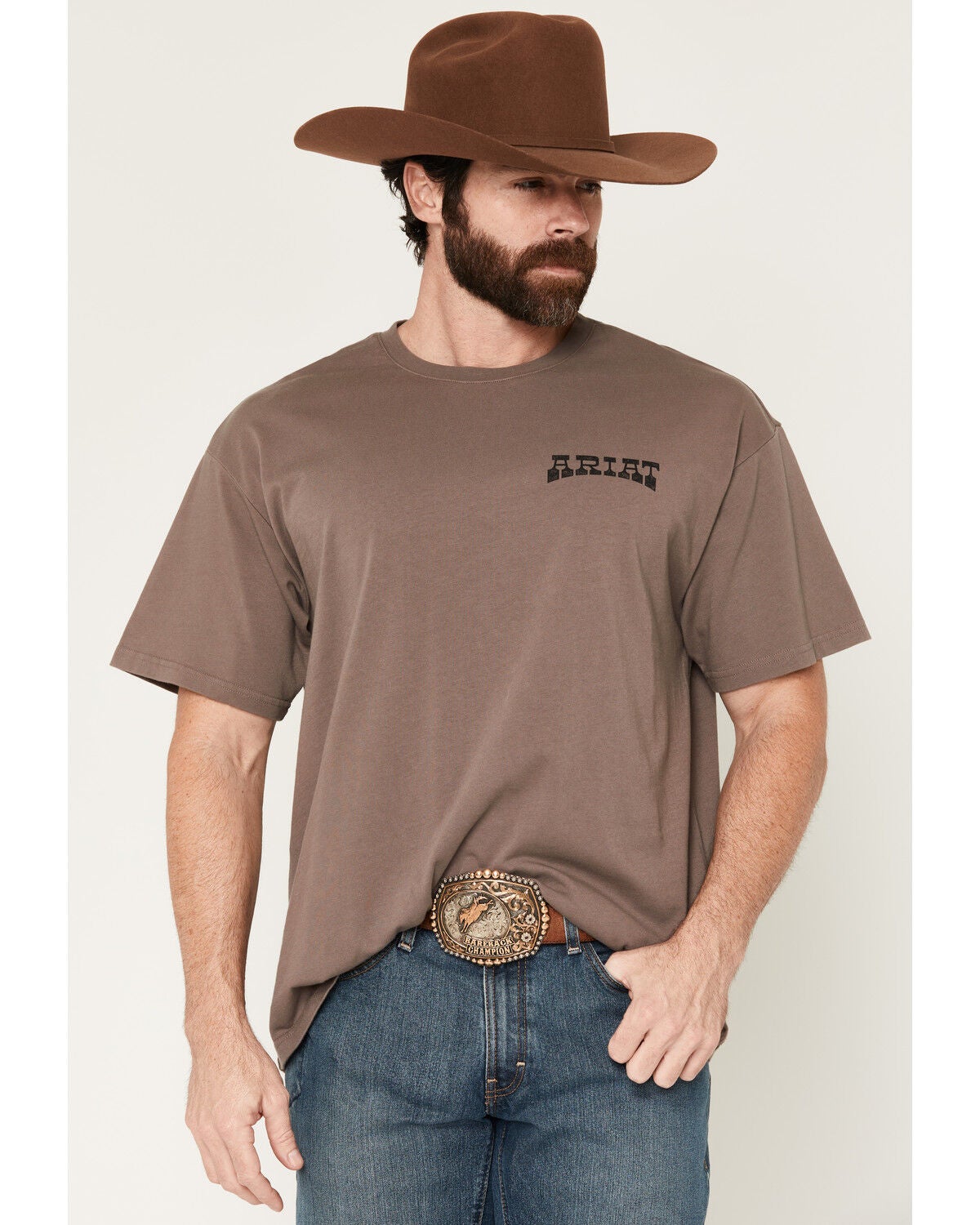 Image #2 - Ariat Men's Cowboy Approved Short Sleeve Boxy Graphic T-Shirt, Grey, hi-res
