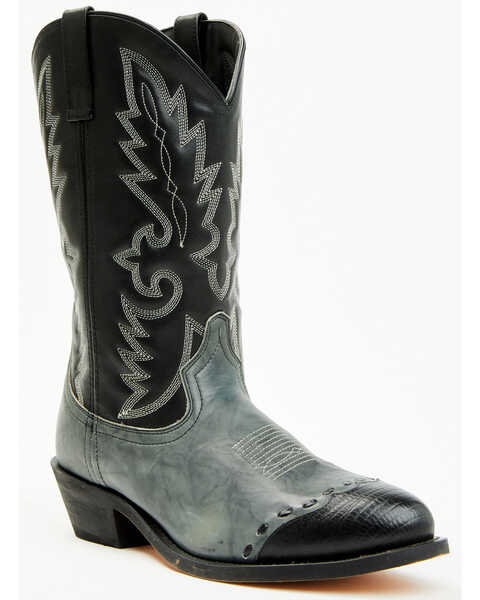 Image #1 - Laredo Men's Lizard Print Wingtip Western Boots - Medium Toe, Grey, hi-res