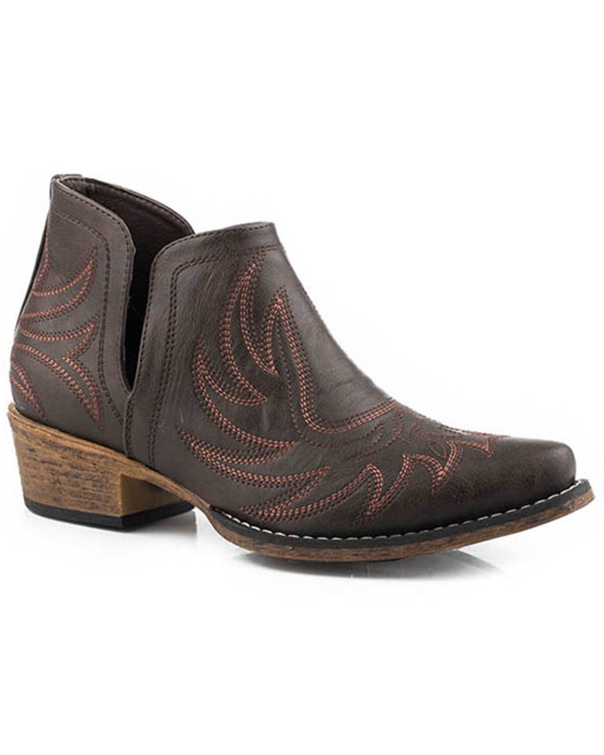 Roper Women's Ava Western Booties - Snip Toe, Brown, hi-res