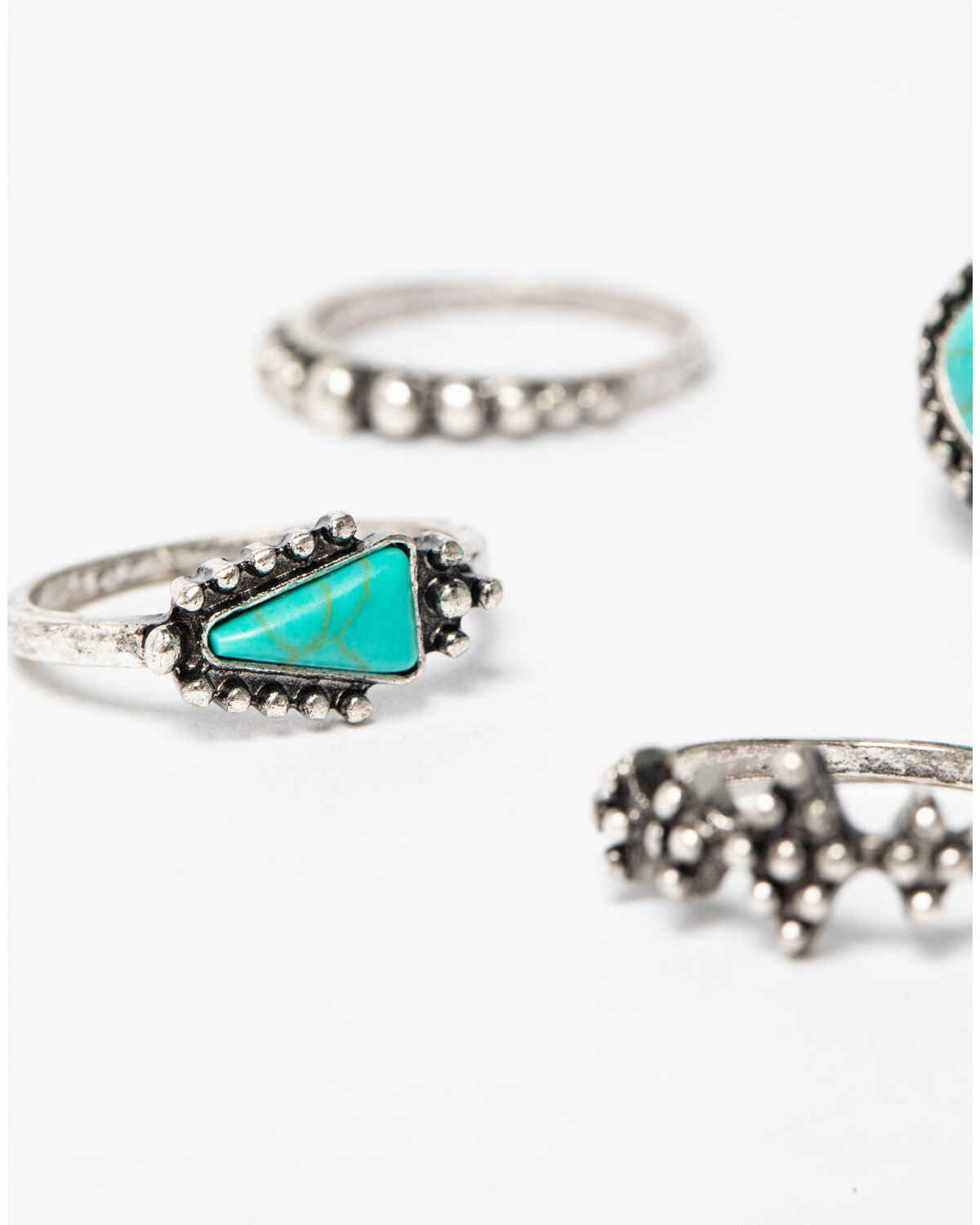Image #3 - Shyanne Women's Blue Falls Multi Textured Turquoise Ring Set, Silver, hi-res