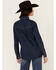 Image #4 - Blue B Women's Dark Wash Studded Keyhole Long Sleeve Snap Denim Shirt, Blue, hi-res