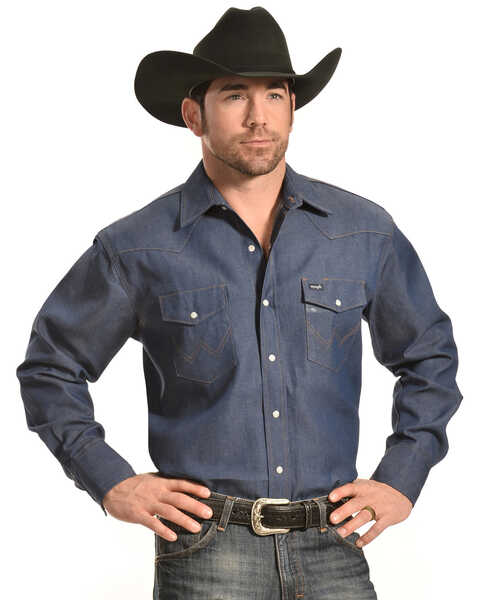 Wrangler Men's Cowboy Cut Work Twill Shirt, Indigo
