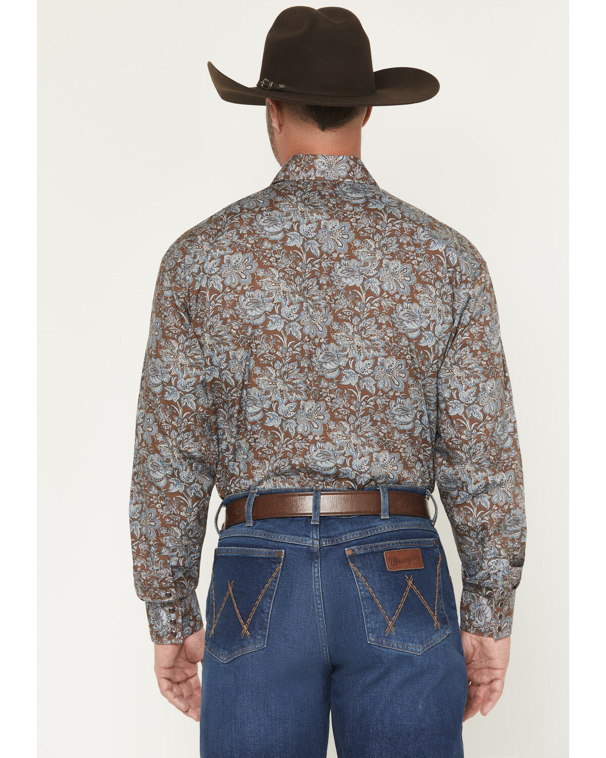 Image #4 - Stetson Men's Floral Paisley Print Long Sleeve Snap Western Shirt, Brown, hi-res