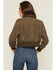 Image #4 - Cleo + Wolf Women's Washed Faux Leather Bomber Jacket, Hunter Green, hi-res