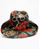 Shyanne Women's Natural Tainted Love Rose Print Straw Western Hat, Black, hi-res