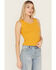 Image #2 - Shyanne Women's Pointelle Rib Knit Tank Top, Gold, hi-res
