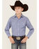 Image #1 - Rough Stock by Panhandle Boys' Striped Long Sleeve Pearl Snap Stretch Western Shirt, Blue, hi-res