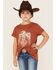 RANK 45 Girls' Southwestern Firebird Graphic Tee, Rust Copper, hi-res