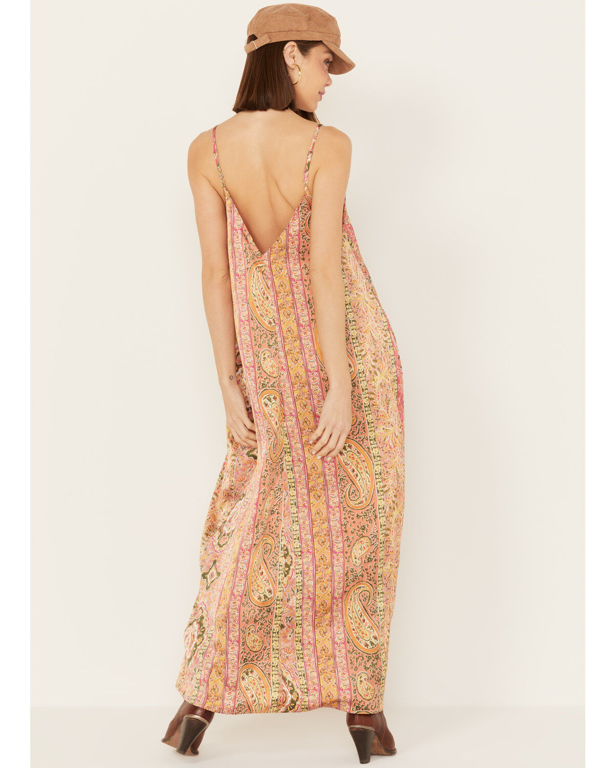 Image #4 - By Together Women's Floral Print V Neck Sleeveless Maxi Dress, Coral, hi-res