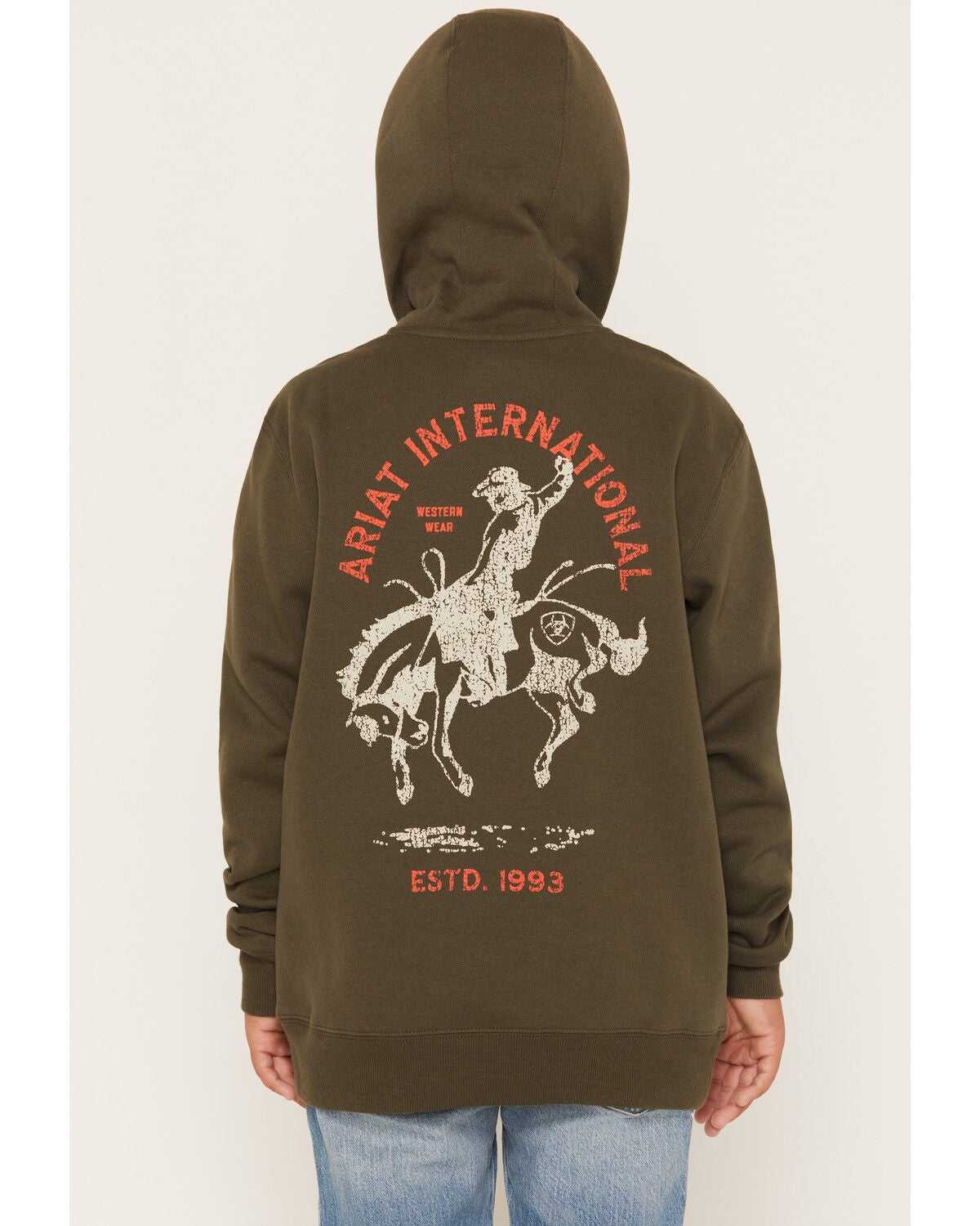 Image #4 - Ariat Boys' Rodeo Logo Graphic Hooded Sweatshirt, Green, hi-res