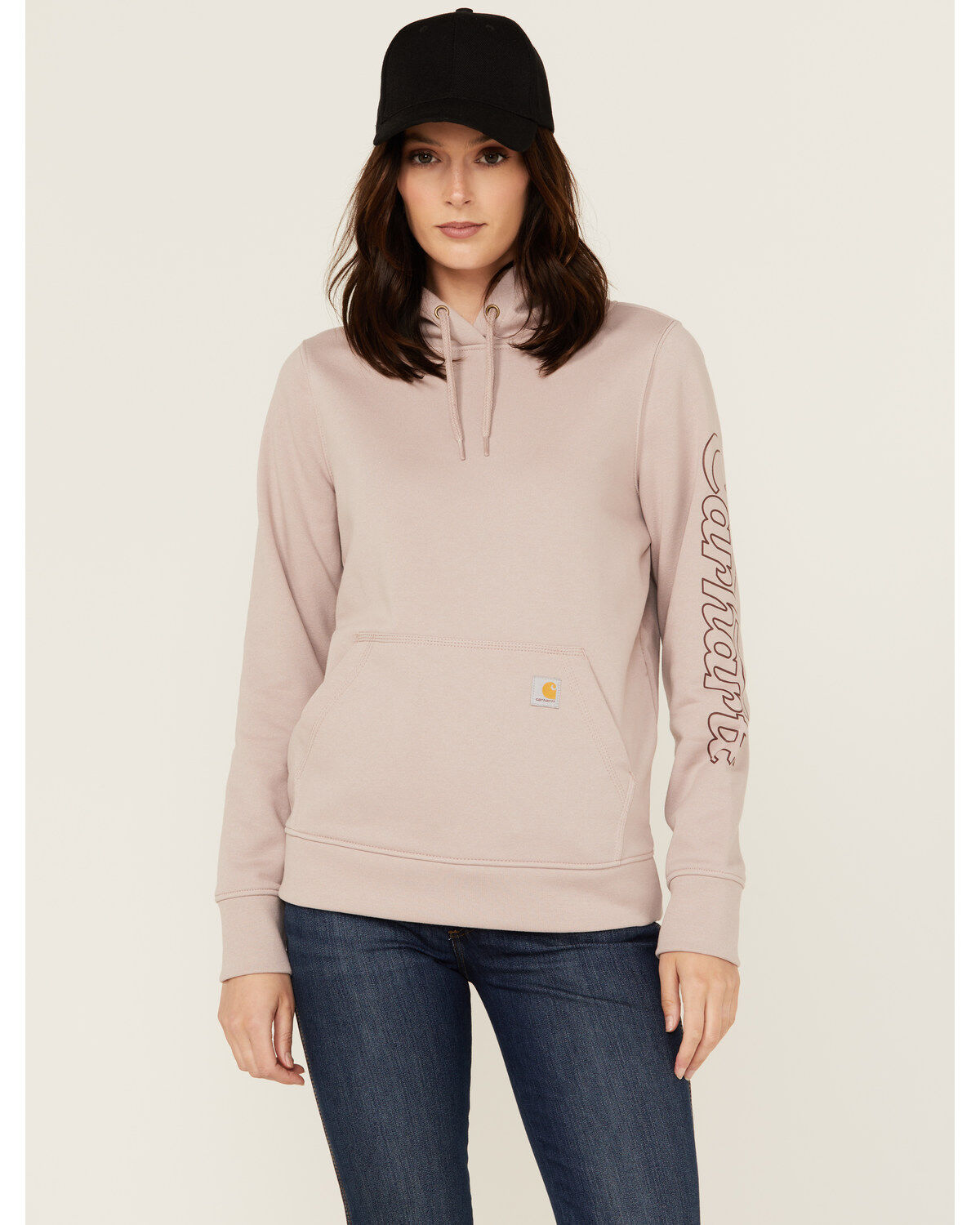 Image #1 - Carhartt Women's Rain Defender® Relaxed Fit Midweight Hooded Sweatshirt, Mauve, hi-res