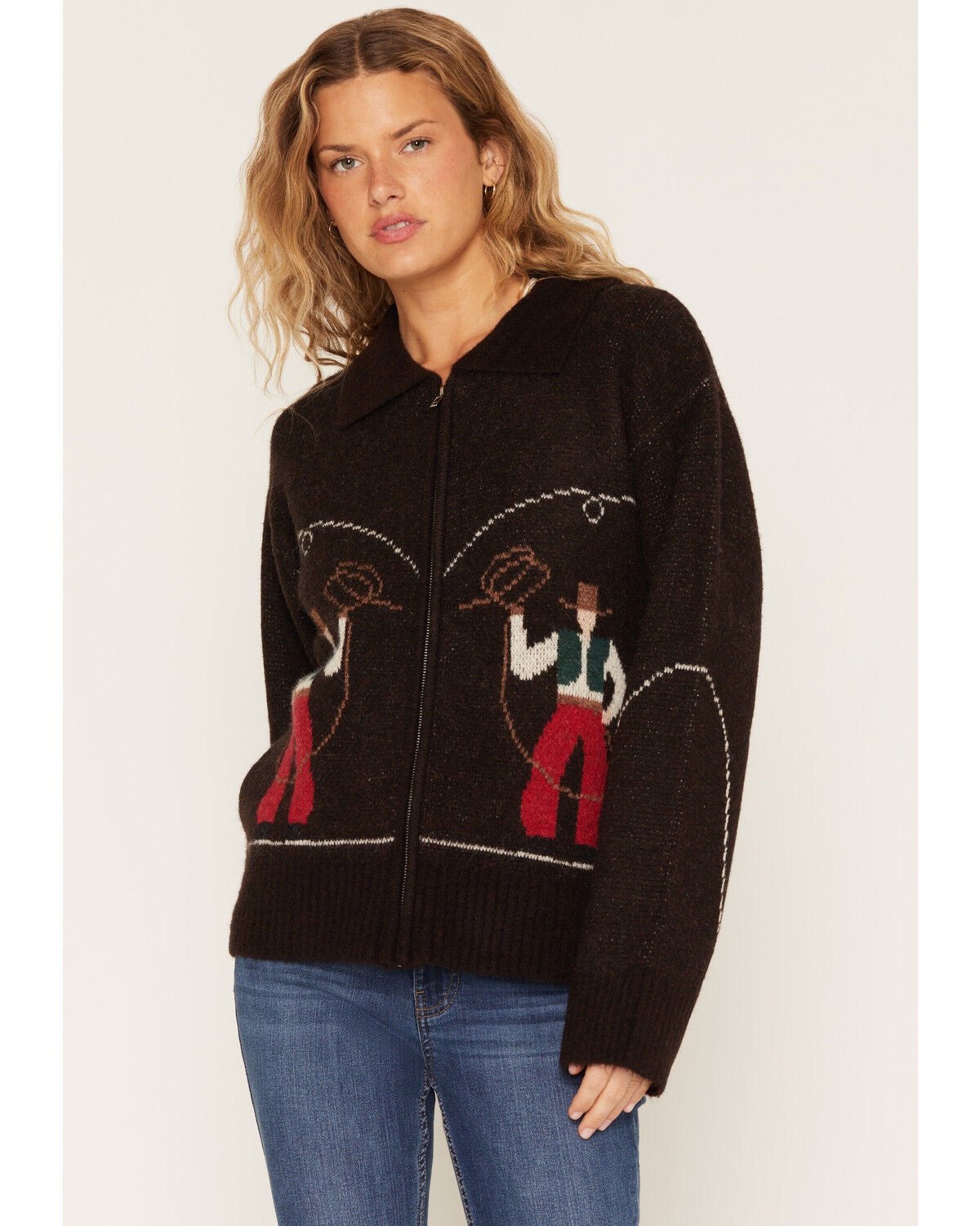 By Together Women's Cowboy Sweater, Brown, hi-res