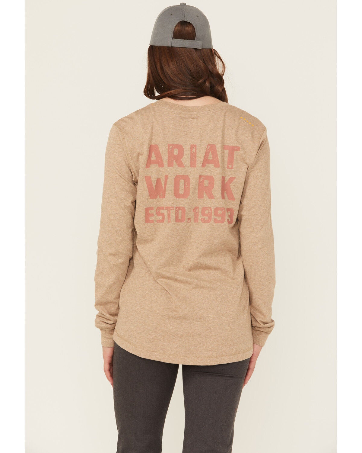 Ariat Women's Rebar Workman EST 1993 Long Sleeve Pocket Work Shirt, Khaki, hi-res