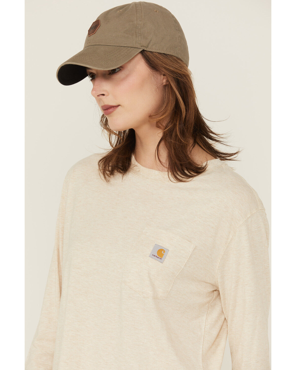 Image #2 - Carhartt Women's TENCEL™ Loose Fit Long Sleeve Pocket Shirt, Oatmeal, hi-res