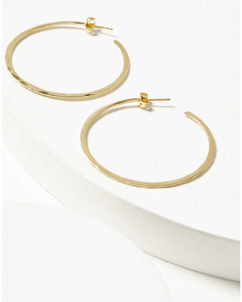 Ink + Alloy Women's Brass Hoop Earrings, Gold, hi-res