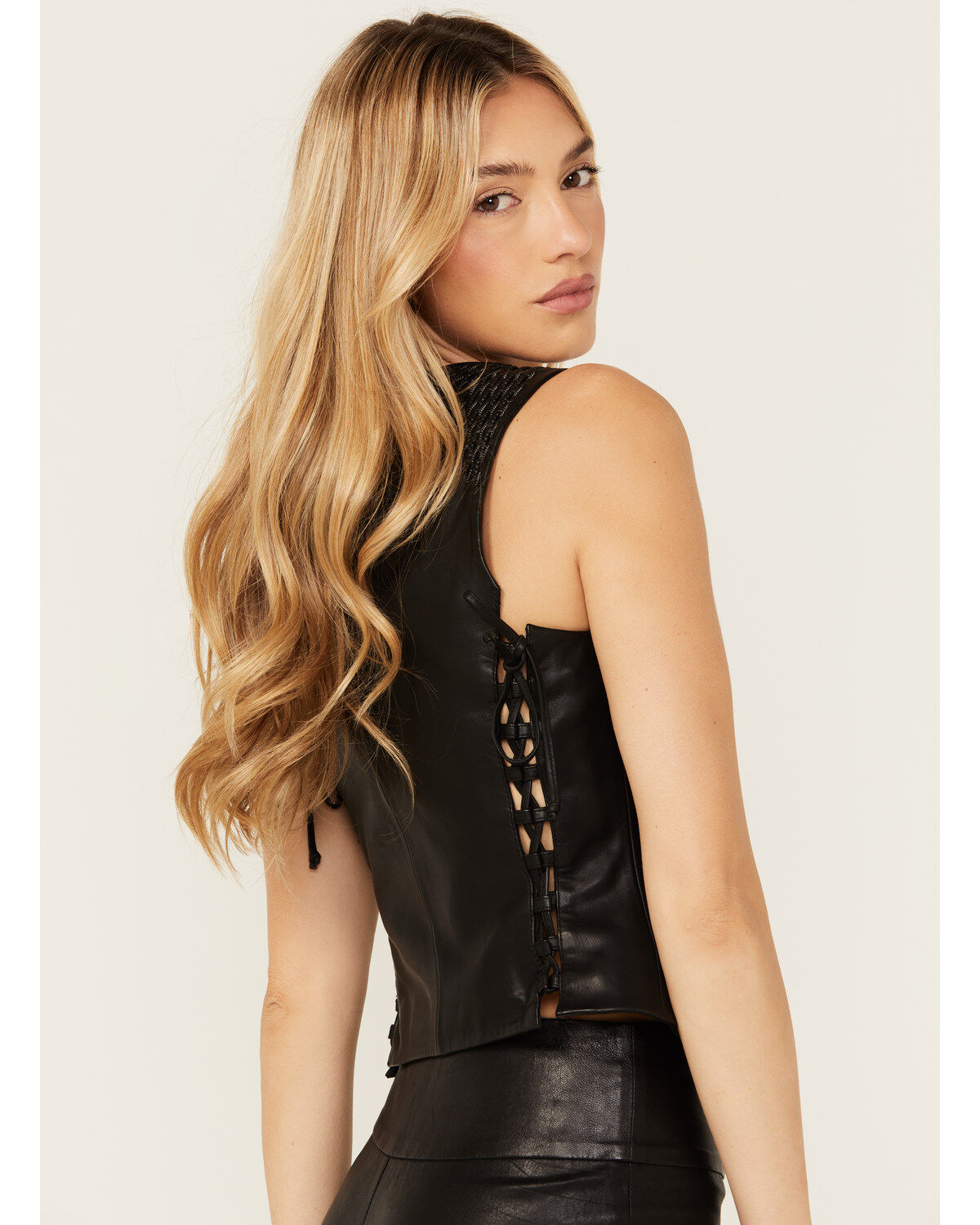 Image #4 - Wonderwest Women's Chain and Braid Leather Vest, Black, hi-res