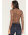 Image #4 - Panhandle Women's Boot Barn Exclusive Leo Leopard Print Long Sleeve Mesh Top, Brown, hi-res