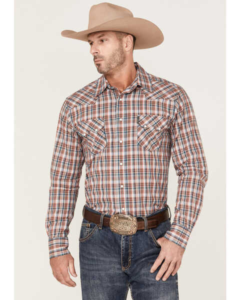 Cinch Men's Modern Fit Small Plaid Print Long Sleeve Snap Western Shirt ...