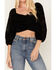 Beyond The Radar Women's Burnout Tie Back Top, Black, hi-res