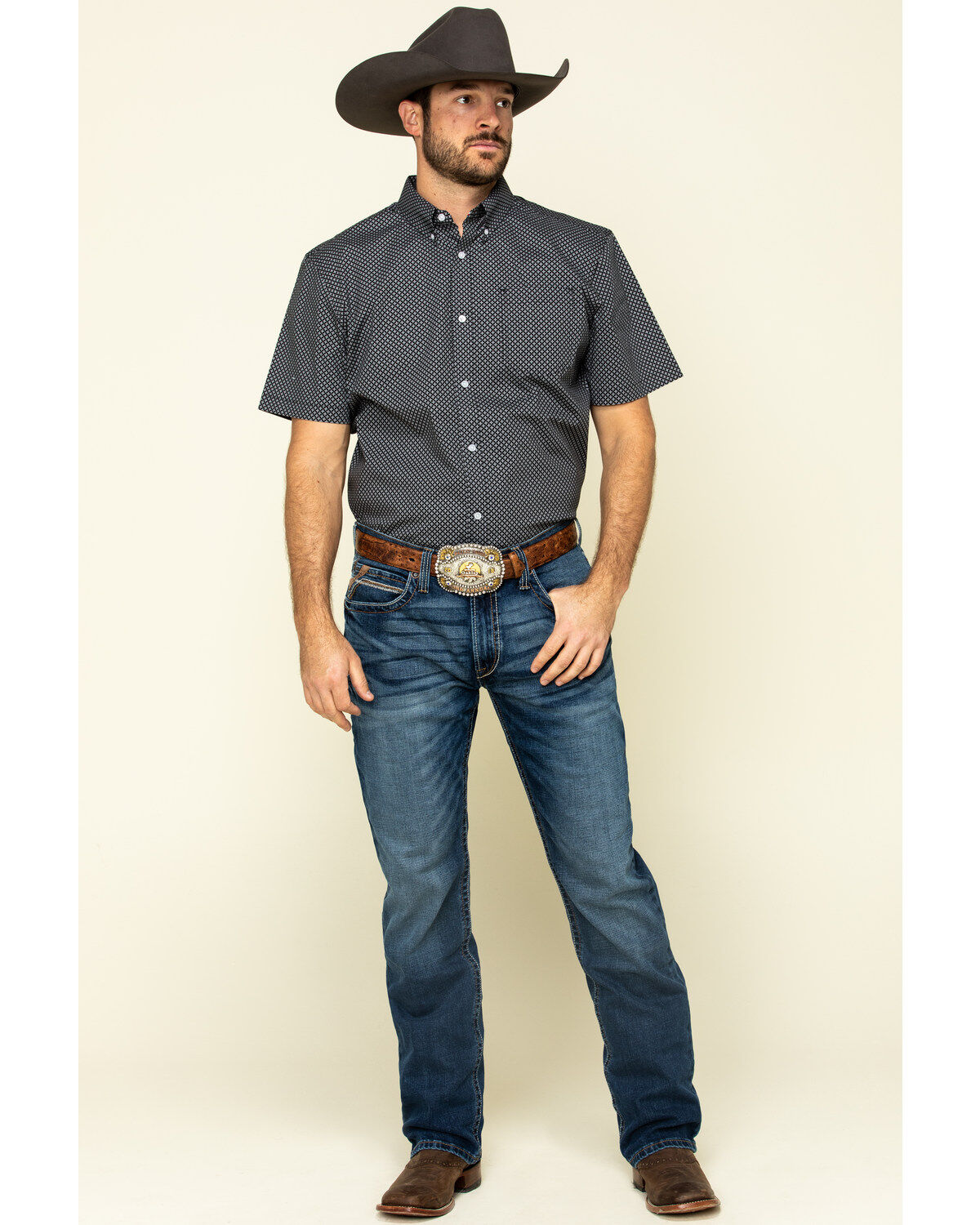 Image #6 - Cody James Core Men's Don't Cross Me Geo Print Short Sleeve Western Shirt, , hi-res