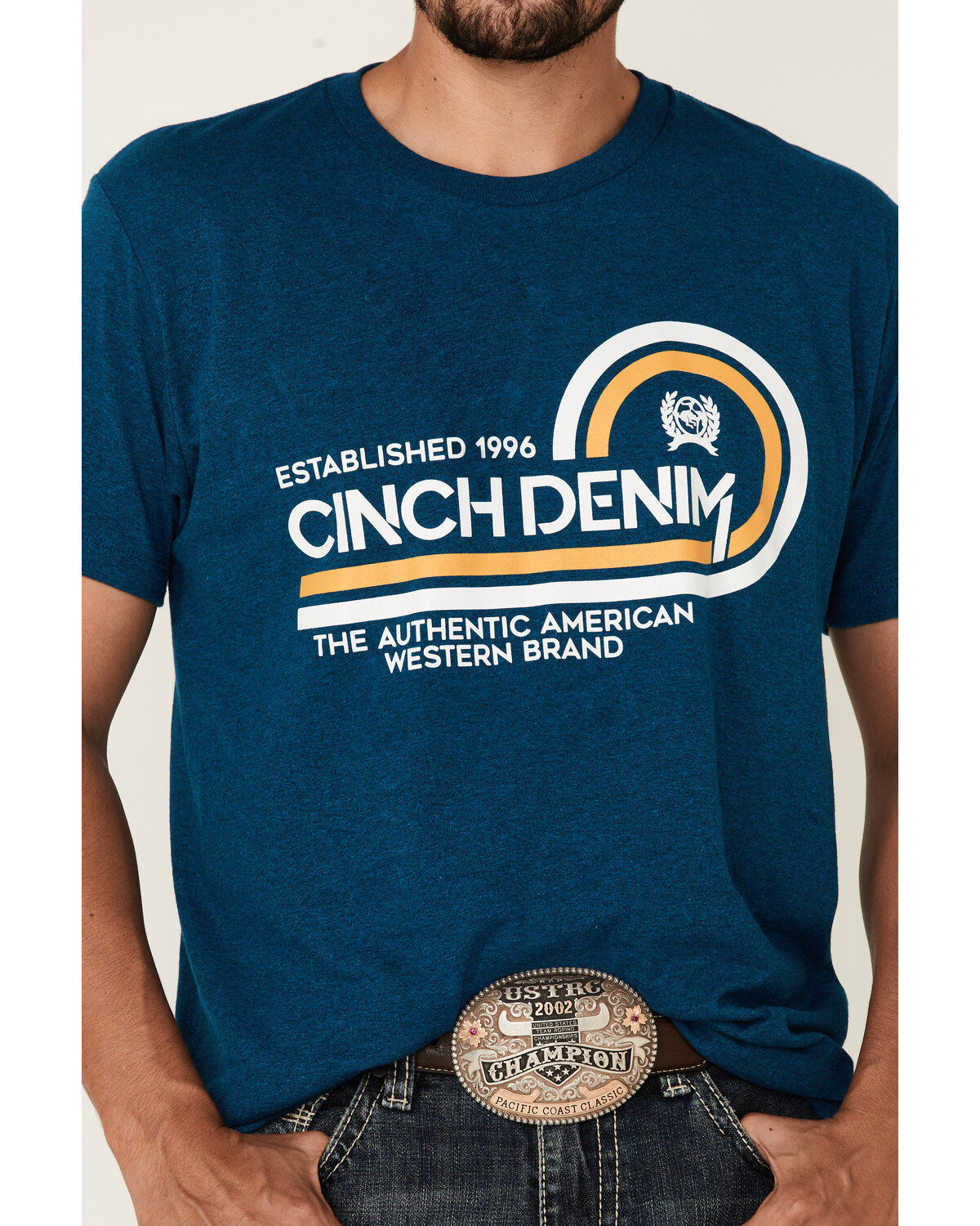 Image #3 - Cinch Men's Heather Teal The Brand Logo Graphic Short Sleeve T-Shirt, , hi-res