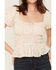 Image #3 - Ash & Violet Women's Ditsy Floral Smocked Waist Top, Cream, hi-res