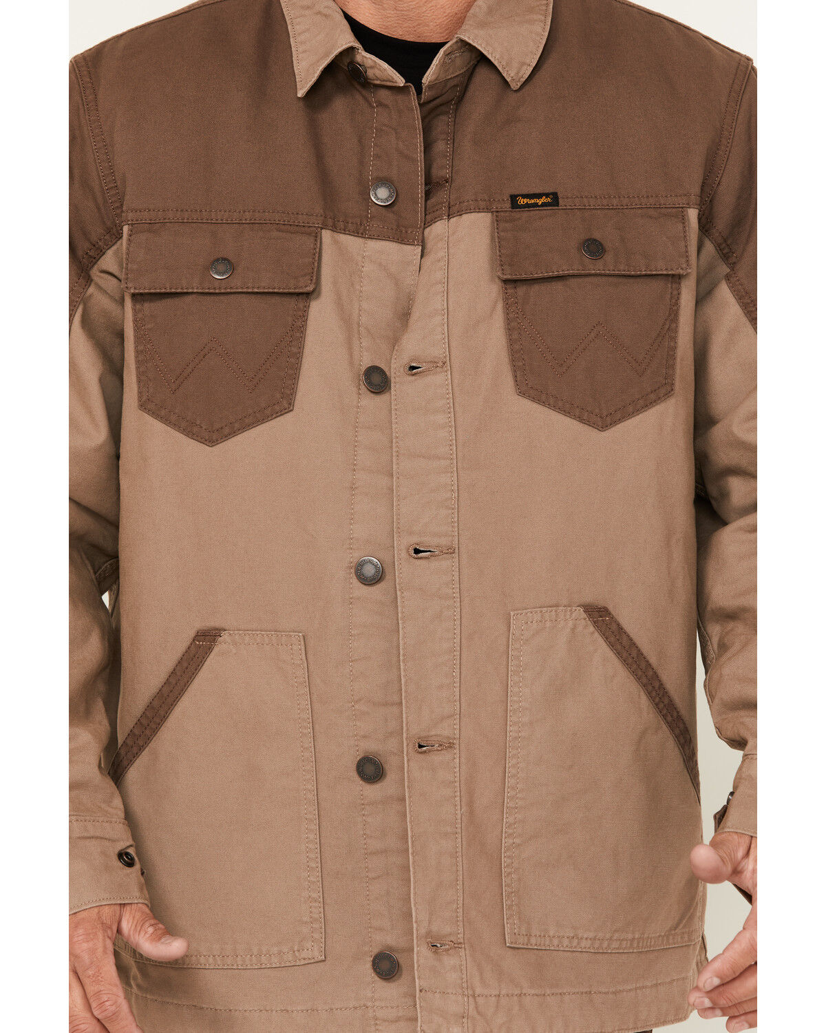Image #3 - Wrangler Men's Quilted Lined Canvas Jacket, Tan, hi-res