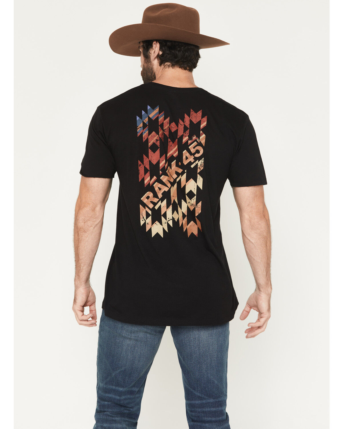 Image #1 - RANK 45® Men's Southwestern Logo Short Sleeve Graphic T-Shirt, Black, hi-res