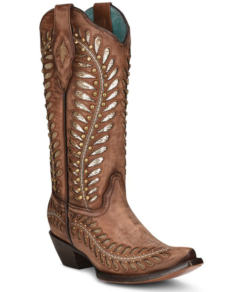 Corral  Women's Tan Inlay Western Boots - Pointed Toe , Tan, hi-res